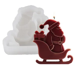 Silikonform Weihnachtsmann auf Schlitten für DIY Duftkerzen und Gipsfiguren