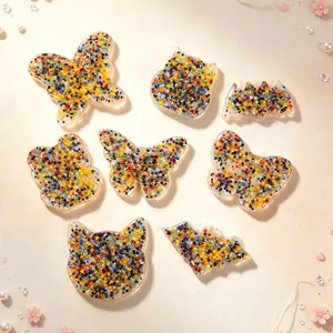 Detailed macro view of colorful skin picking fidget toys in butterfly and cat shapes
