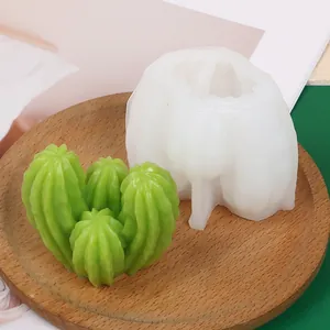 Gros plan détaillé du moule en silicone cactus 3D avec un modèle de cire succulente verte