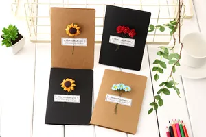 Vintage kraft greeting cards with handmade dried flowers and greeting labels