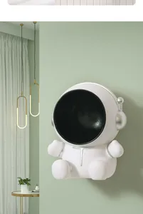 Cute white astronaut wall-mounted shelf and organizer for modern home entryway decoration