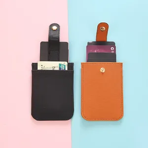 Layered pull-out PU leather card holder with multi-slot design and snap button