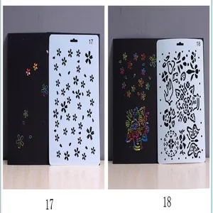 Detailed view of DIY hollow drawing stencils with floral and butterfly hollow designs