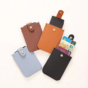 Slim PU leather pull-out card holder with multiple slots in four colors