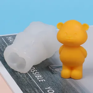 Detailed macro view of the animal silicone mold and finished yellow bear sculpture
