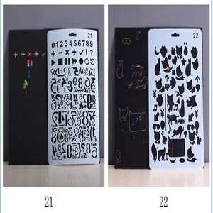 Hollow DIY scratch painting templates featuring cat shapes and mathematical numeric symbols