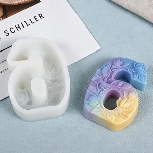 Floral relief number 6 silicone mold for candles, fondant, and aromatherapy stone