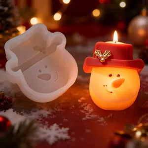Weihnachten Schneemann Kopf Silikonform Für DIY Handgefertigte Kerze Seife Gips Aromatherapie Ornamente Schneemann Gesicht Harzgussform