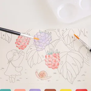 Professional children's watercolor painting set with brushes, palette and coloring card