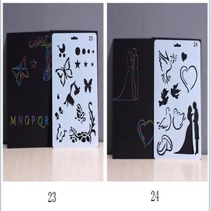 DIY scratch painting stencils for scrapbooking with butterfly and wedding themes