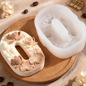 Silikonform Lotus Nummer 0 für DIY-Kerzen und Seifen mit aufwendigem Blumenrelief