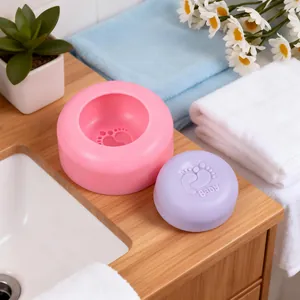 Round Baby Footprints Silicone Mold Relief Design For Handmade Soap Candle Chocolate Jelly Aromatherapy DIY Craft Tool