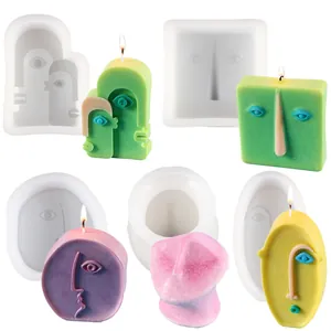 Abstract Face Silicone Mold For Candle Making Plaster Sculpture DIY Handmade Soap Craft Home Decoration Modern Art Ornament Tool