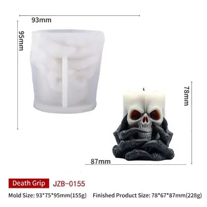 Detaillierte Halloween Totenkopf Skeletthand Silikonform für Kerzen inklusive Maße