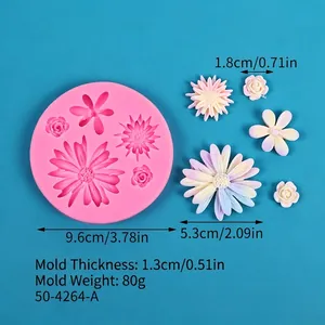 Sonnenblume Silikonform mit detaillierten Messanleitungen und fertigen Proben.