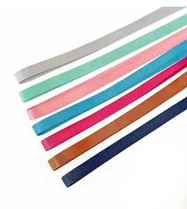 Close-up view of colorful woven flat lanyards available in various vibrant assorted colors