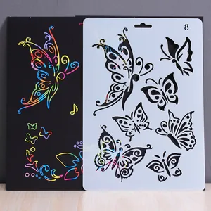 DIY butterfly scratch painting stencil and hollowed-out drawing template tool kit