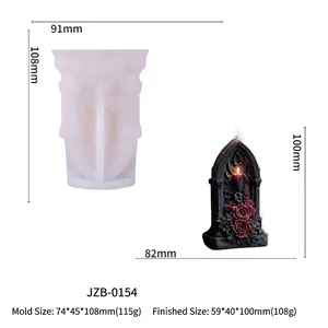 Gotische Rosen-Grabstein-Silikonform für DIY-Kerzen mit detaillierten Größenangaben