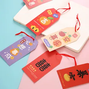 Set of creative paper bookmarks with inspirational Chinese characters and red ribbons