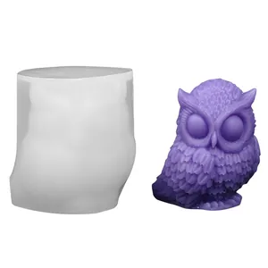 Detailed owl shaped silicone mold for DIY scented candle making and resin art decorative crafts
