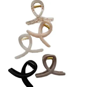 Elegant jelly-colored cross hair claw clips for women, set of five assorted styles.