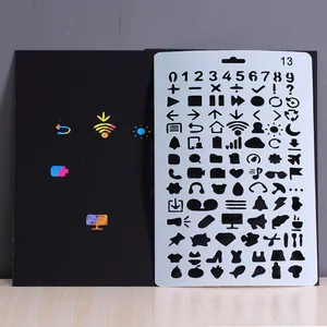 DIY drawing stencil template for scrapbooking with various creative icons and numbers
