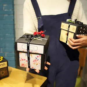 Caja de regalo sorpresa de explosión DIY creativa con patrones florales para álbumes