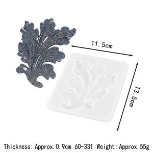Molde de silicona hoja detallado con dimensiones y muestra de resina