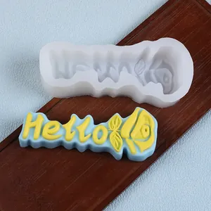 Detail view of a silicone mold for Hello rose DIY scented candles and plaster art work
