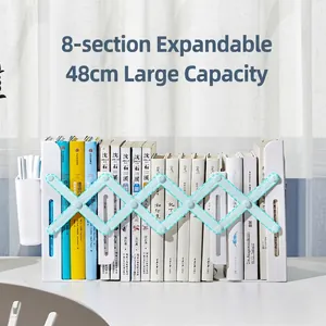 Adjustable 8-segment retractable desk bookend for students with 48cm expansion space