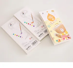 Detail showing the front and back of portable kids' watercolor bookmark painting pads