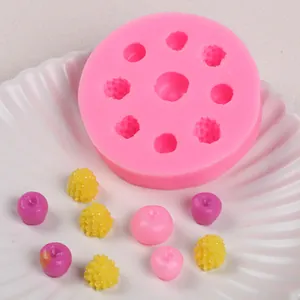 Rosa Silikonform für DIY-Früchte aus Harz mit Mustern von Beeren und Äpfeln, 80-100 chars
