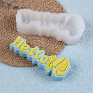 DIY 'Hello' text and rose silicone mold for aromatherapy candles and plaster ornaments