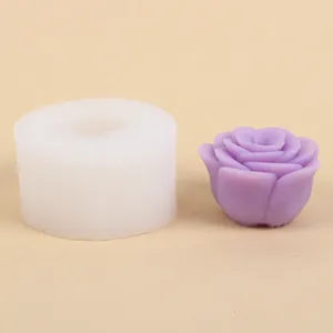 Stampo in silicone a rosa con candela viola per sapone e torte