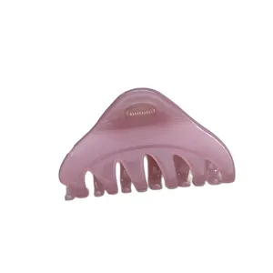 Korean style medium triangular hair claw clip in translucent pink for women hair styling