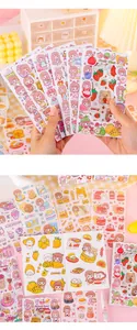 Close-up of cute cartoon stickers with various themes for DIY journaling decoration