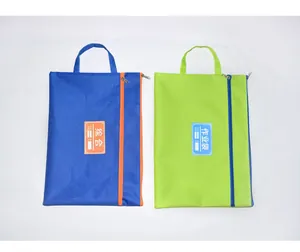 Oxford cloth A4 student subject file storage bags in blue and green with handle