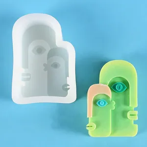 Handmade DIY silicone mold for making creative abstract face candles and plaster decor