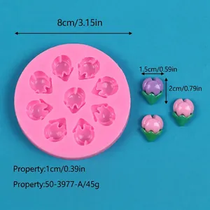 Detaillierte Maße der Tulpenknospen-Silikonform für Fondant und Modelliermasse