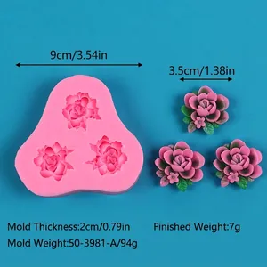 Dimensions et poids détaillés pour le moule en silicone DIY en forme de rose 3D