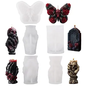 Gothic Halloween Skelett Knochen Hand Silikonform Zur Kerzenherstellung Rose Schlange Schmetterling Harz Gips Deko Werkzeug
