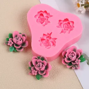 Moule en silicone rose 3D rose pour l'artisanat de résine DIY et le fondant