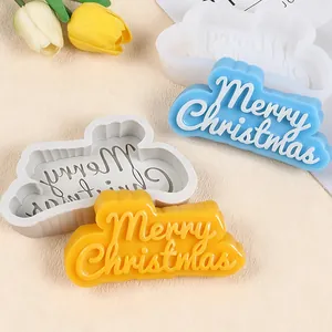 Λεπτομερής προβολή καλουπιού σιλικόνης Merry Christmas με έτοιμα διακοσμητικά δείγματα
