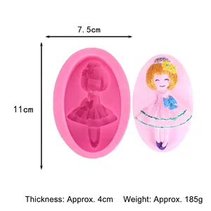 Dimensions détaillées et exemple fini d'un moule en silicone relief fille de dessin animé