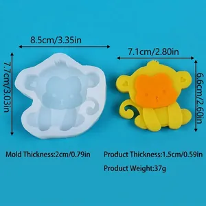Especificaciones detalladas de tamaño y peso para el molde de silicona de mono para DIY