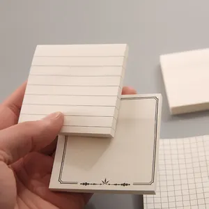 Minimalistische cremefarbene Haftnotizen mit Linien-, Gitter- und Rahmendesign für Schüler.