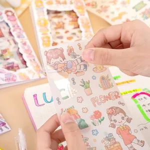 Cute Cartoon DIY Scrapbooking Stickers Set Decorative Stationery For Journaling Kids Girl Gift PET Washi Paper Stickers