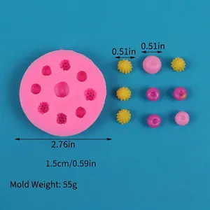 Rosa runde Silikonform für DIY-Harz-Frucht- und Kuchenanhänger mit genauen Maßangaben