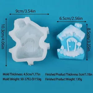 Dimensiones del molde de silicona para casita de Navidad y del producto terminado