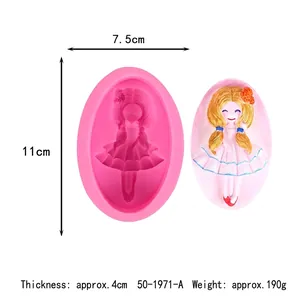 Dimensions détaillées et motif de fille 3D du moule en silicone rose pour le bricolage